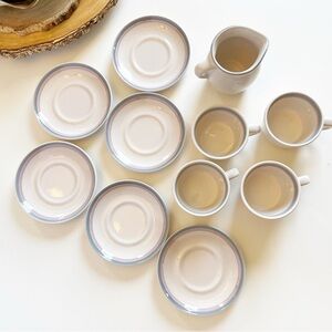 Vintage 1986 Pfaltsgraff Aura Pink Tea Set | Mugs / Saucers / Cream Pitcher